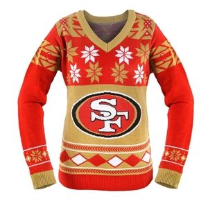 San Francisco 49ers VNeck Ugly Christmas Sweater Women's